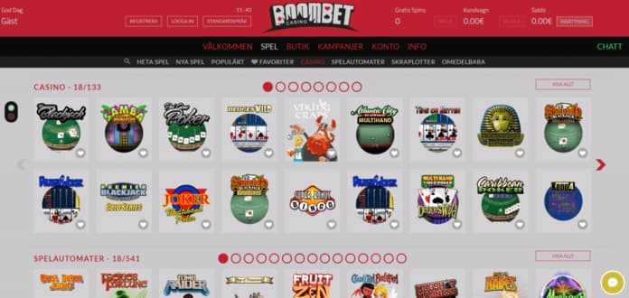 Screenshot of Boombet Casino Website