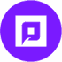 lila rund cirkel med vit pixel symbol
