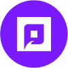 lila rund cirkel med vit pixel symbol