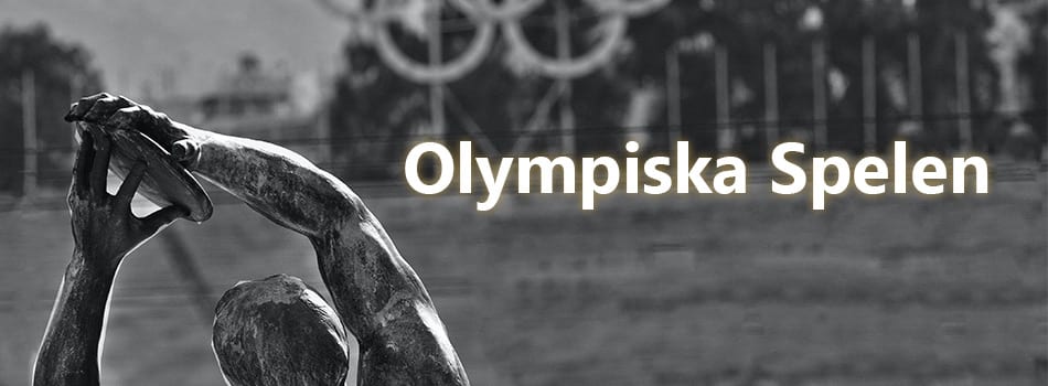 idrottare i rörelse med vit olympiska spelen text