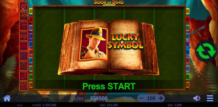 Book of Dino Unlimited bok med lucky symbol - slot