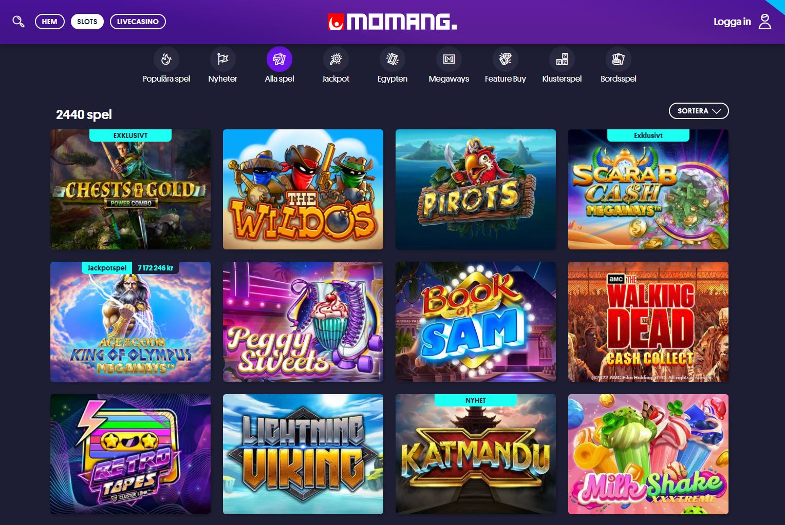 Momang Casino spelutbud