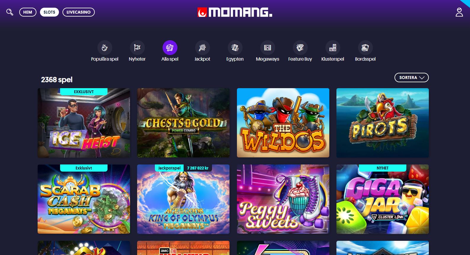 Momang Casino spelutbud