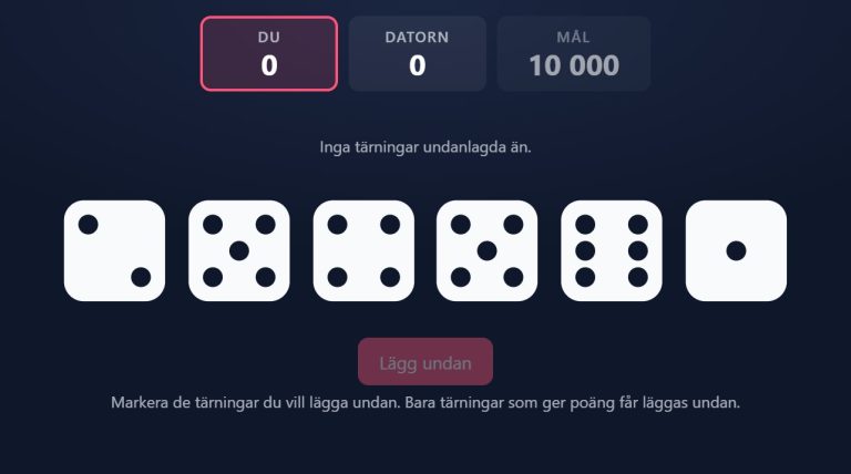 Tiotusen – sex tärningar och poängställning i webbspelet